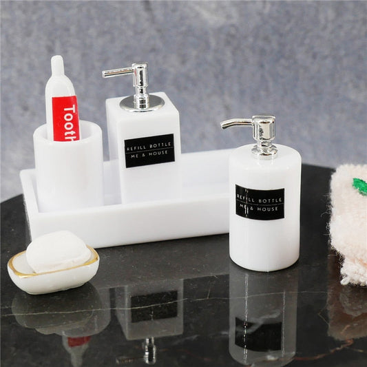 1/6 Scale Bathroom Soap and Lotion Set with Tray